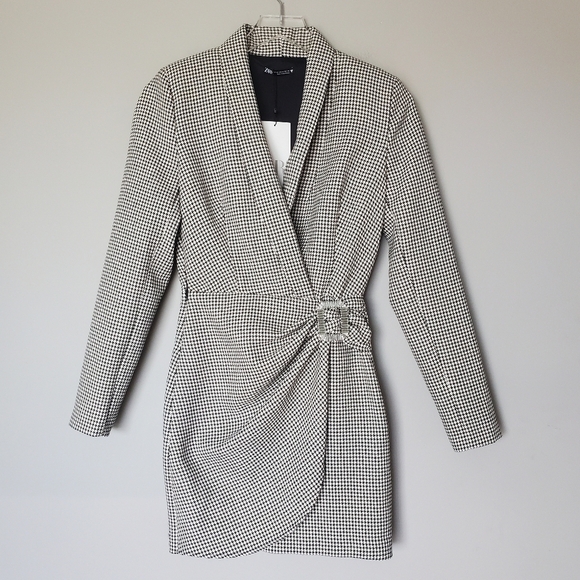 ZARA Mini Houndstooh Blazer Dress Bloggers Favorite NWT - Picture 12 of 12